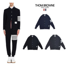 THOM BROWNE 톰브라운 사선 카라 단추 가디건