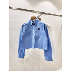 MIUMIU 미우미우 크롭 코튼 셔츠