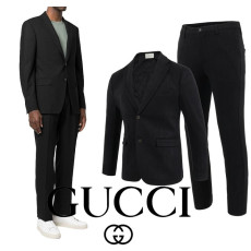GUCCI 구찌 스트라이프 싱글 모직 슬림 슈트
