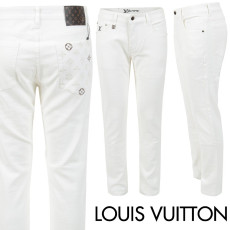LOUIS VUITTON 루이비통 모노 자수 화이트 슬림 일자진