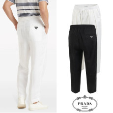PRADA 프라다 클래식 테이퍼드 쿨셀 투턱 밴딩 팬츠