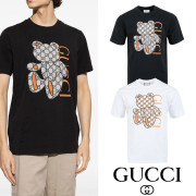 GUCCI 구찌 자가드 테디베어 프린트 실켓 티셔츠