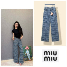 MIUMIU 미우미우 전판 로고 스트레이트진