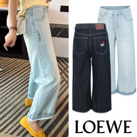 LOEWE 로에베 레이스 롤업 자수로고 팬츠