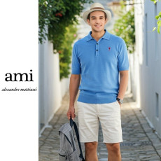AMI 아미 버튼카라 반팔니트
