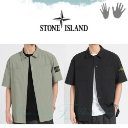 STONE ISLAND 스톤아일랜드 오버핏 스트레치 반팔 셔츠