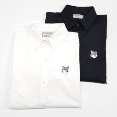 MAISON KITSUNE 메종키츠네 그레이 폭스헤드 솔리드 셔츠