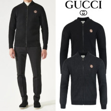 GUCCI 구찌 골드스틸 레더 램스울 니트 집업 2COLOR