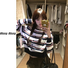 MIUMIU 미우미우 스트라이프 단가라 니트가디건