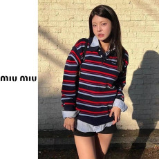MIUMIU 미우미우 스트라이프 카라 니트 스웨터