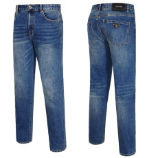 PRADA 프라다 메탈 삼각패치 중청 캣워싱진