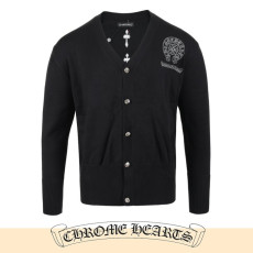 CHROME HEARTS 크롬하츠 실버 스티치 말굽 울 가디건