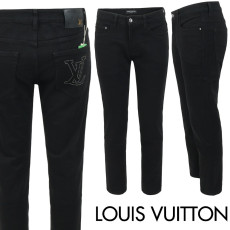 LOUIS VUITTON 루이비통 스터드 스틸로고 블랙 슬림 일자진