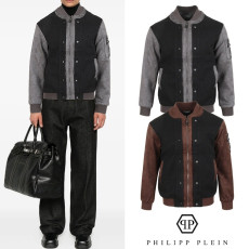 PHILIPP PLEIN 필립플레인 스틸로고 니트레이어드 MA-1 자켓
