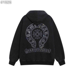 CHROME HEARTS 크롬하츠 비즈 포인트 레더 크로스 후드티셔츠