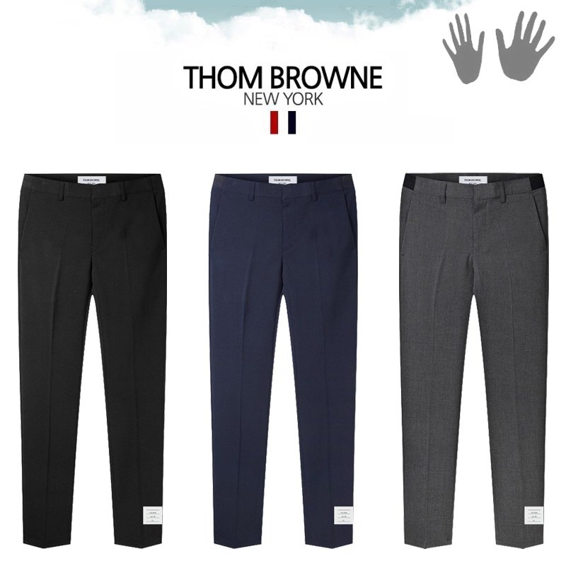 THOM BROWNE 톰브라운 블랙 본딩 슬랙스 팬츠