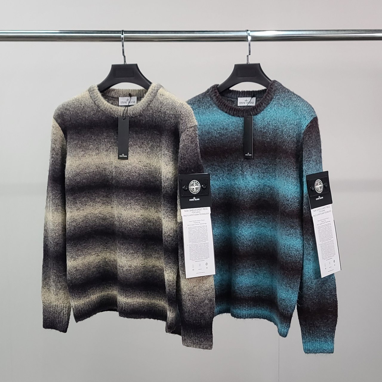 STONE ISLAND 스톤아일랜드 흑백패치 모헤어 니트