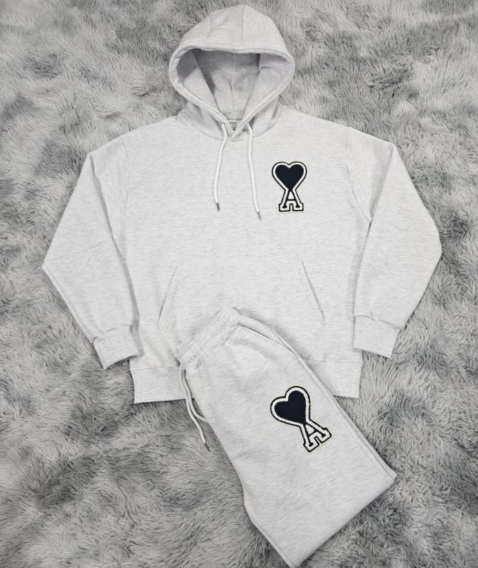 AMI 아미 빅하트 기모 후드&조거 팬츠 세트 2COLOR