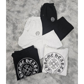 CHROME HEARTS 크롬하츠 크롬 나염 기모 후드&와이드 팬츠 세트