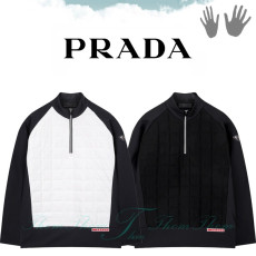 PRADA 프라다 사각 퀄팅 하프 집업