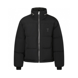 AMI 아미 레더 로고 다운 패딩