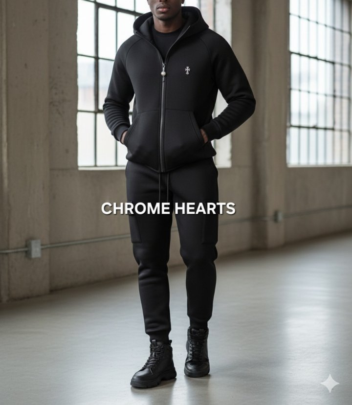 CHROME HEARTS 크롬하츠 크로스 메탈스터드 네오플렌 집업 셋트