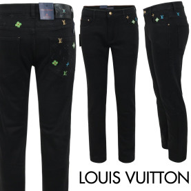 LOUIS VUITTON 루이비통 네온 멀티 자수 블랙 슬림 일자진