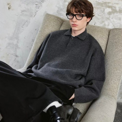 BALENCIAGA 발렌시아가 원 버튼 카라 니트 스웨터