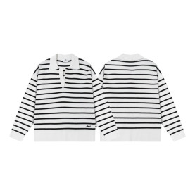 AMI 아미 8181 폴로 트임 스트라이프 니트