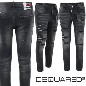 DSQUARED2 디스퀘어드2 플레그 패치 블랙 슬림 일자진