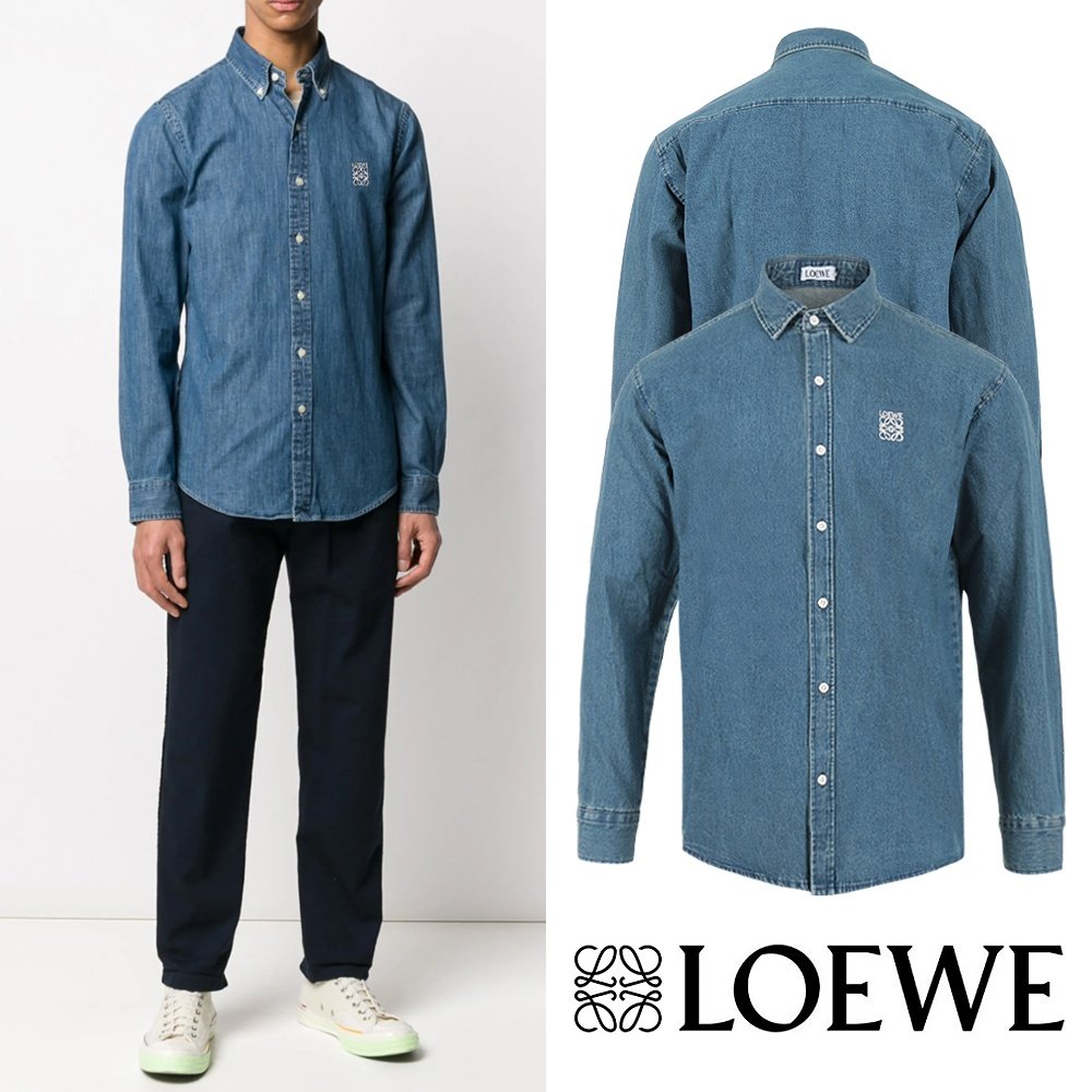 LOEWE 로에베 아나그램 자수 데님 셔츠