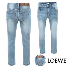 LOEWE 로에베 아나그램 자수 워싱 연청 슬림진