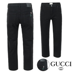 GUCCI 구찌 시그니처 자수 팁 블랙 스트레이트진