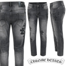 CHROME HEARTS 크롬하츠 멀티 레더 패치 흑청 슬림 일자진