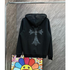 CHROME HEARTS 크롬하츠 홀스슈 레더 크로스 집업 후드 자켓