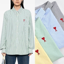 AMI 아미 스몰레드하트 스트라이프 셔츠