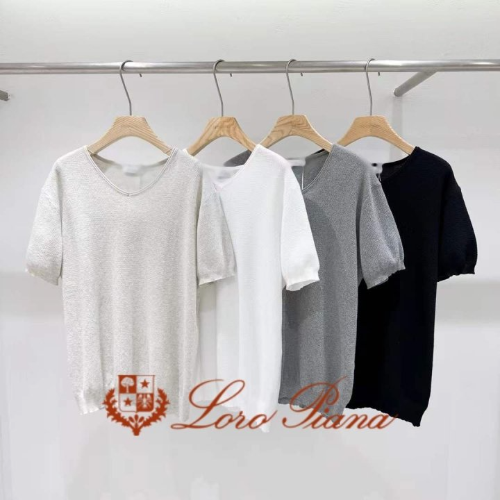 LOROPIANA 로로피아나 브이넥 베이직 반팔티