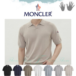 MONCLER 몽클레어 솔리드 카라 반팔 니트