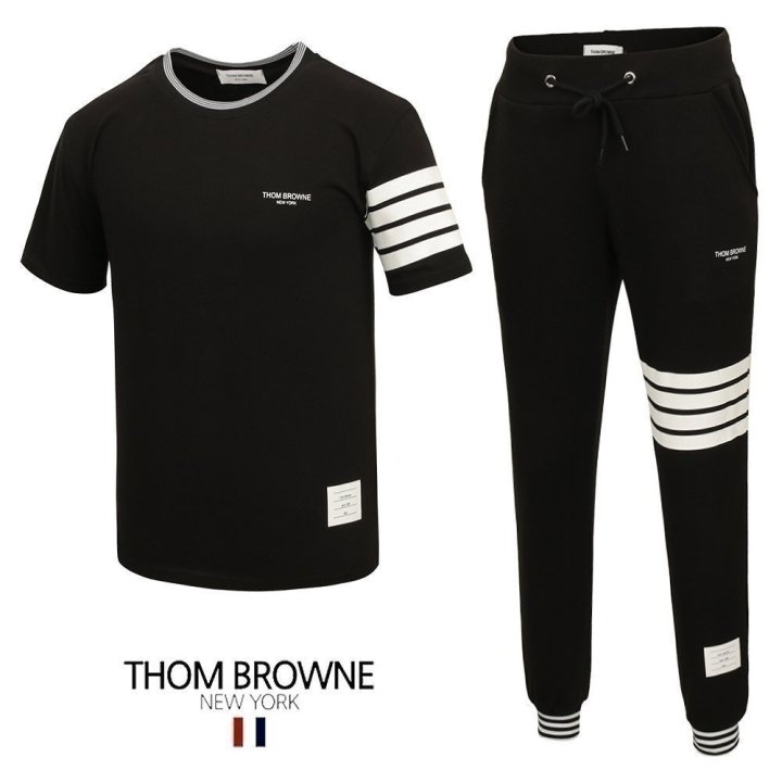 THOM BROWNE 톰브라운 사선 시보리 반팔 & 긴바지 셋업
