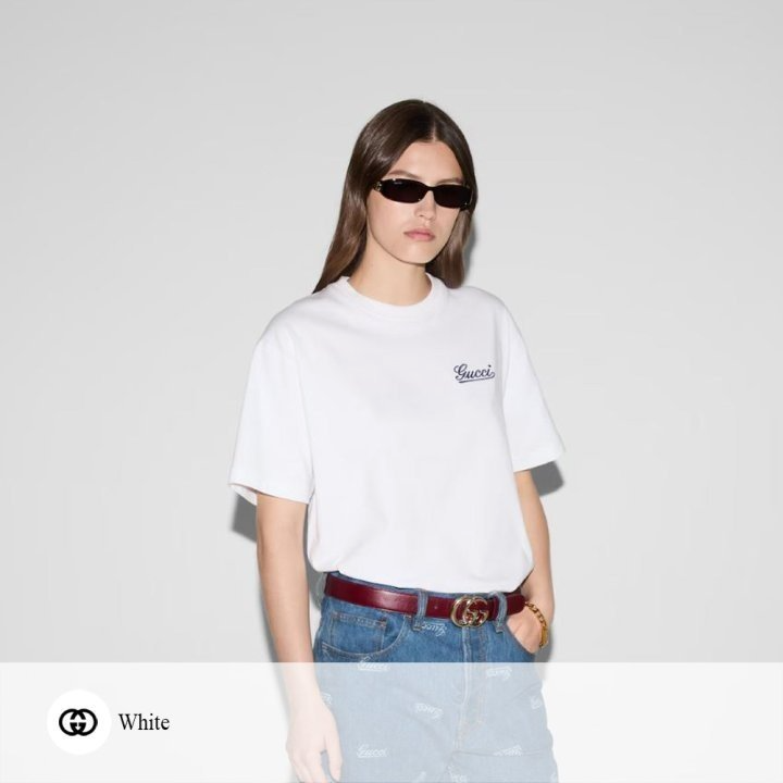 GUCCI 구찌 캘리 이탤릭 자수 티셔츠