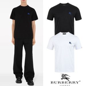 BURBERRY 버버리 블루기사자수 포인트탭 실켓 티셔츠