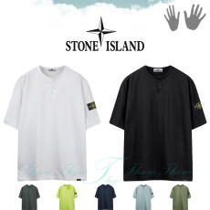 STONE ISLAND 스톤아일랜드 슬라브 오버핏 헨리넥 반팔