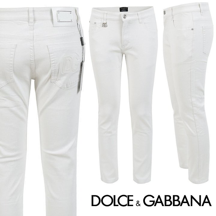 DOLCE & GABBANA 돌체앤가바나 엠보 화이트 슬림 일자진