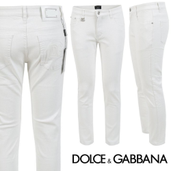 DOLCE & GABBANA 돌체앤가바나 엠보 화이트 슬림 일자진