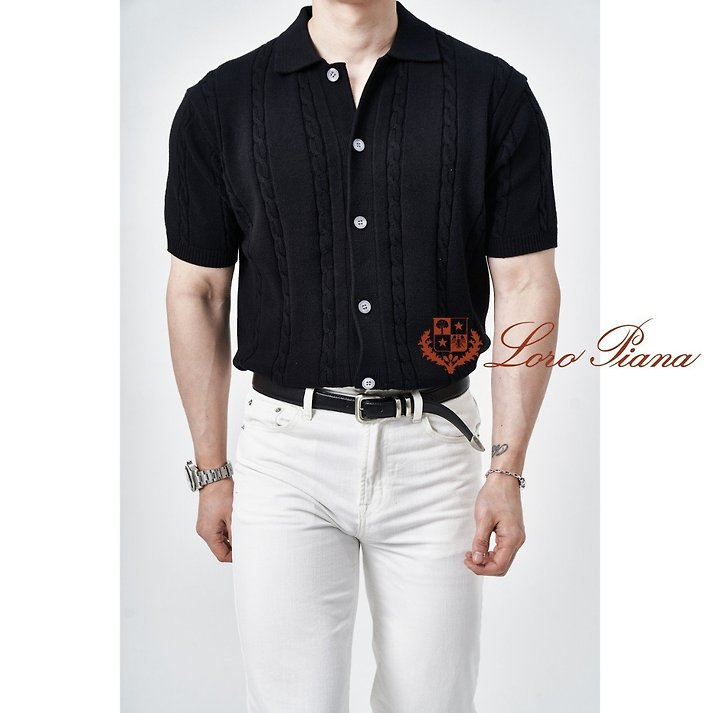 LOROPIANA 로로피아나 꽈배기 가디건 니트반팔 3COLOR